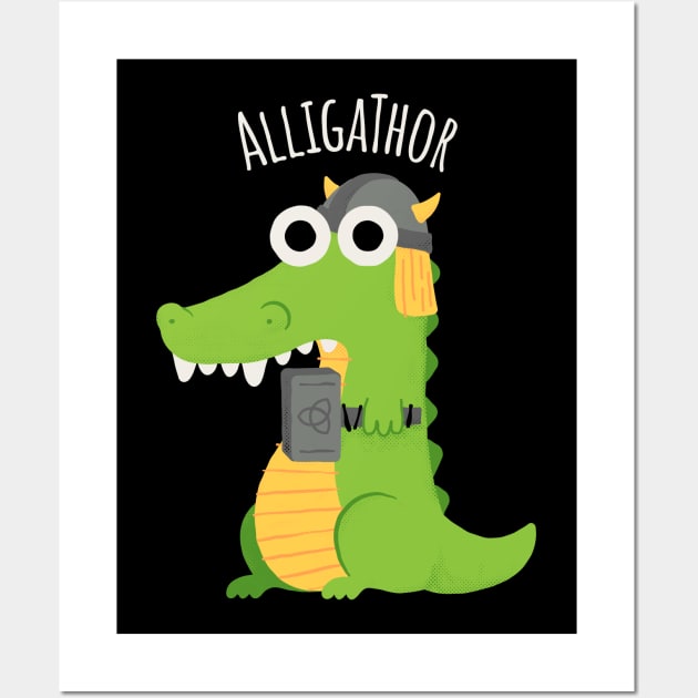 Aligathor Aligator Thor Super Hero Crocodile Thunder Hammer Wall Art by zawitees